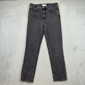 Madewell Perfect Vintage Jeans Women 28 Black Tapered Faded Denim Preppy 29x27